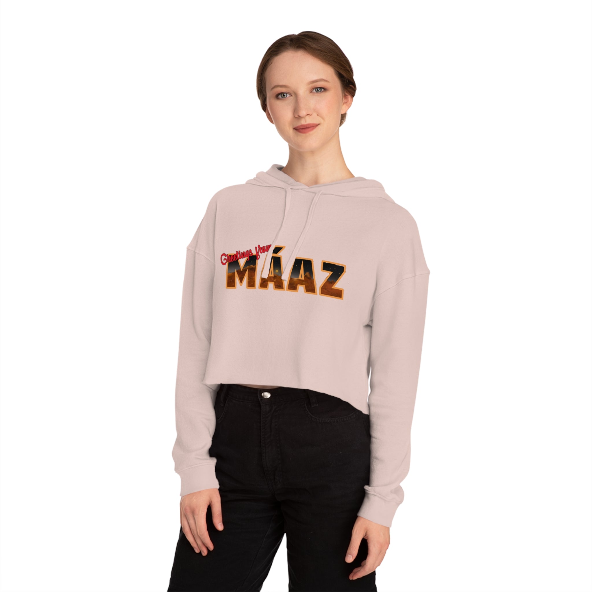 Mars Needs You Stylish Women’s Cropped Hooded Sweatshirt - 'Greetings From Maaz' & 'Mars Needs You' Design