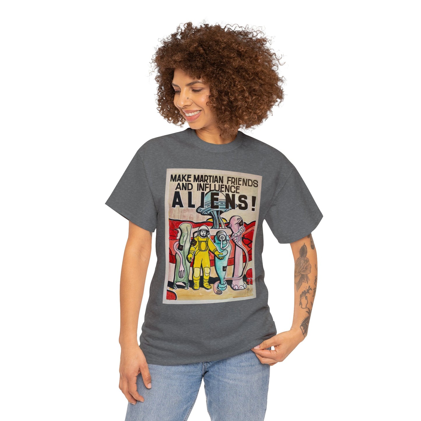 Mars Aliens Unisex Heavy Cotton Tee