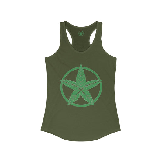 Green Army Star Leaf Women's Ideal Racerback Tank