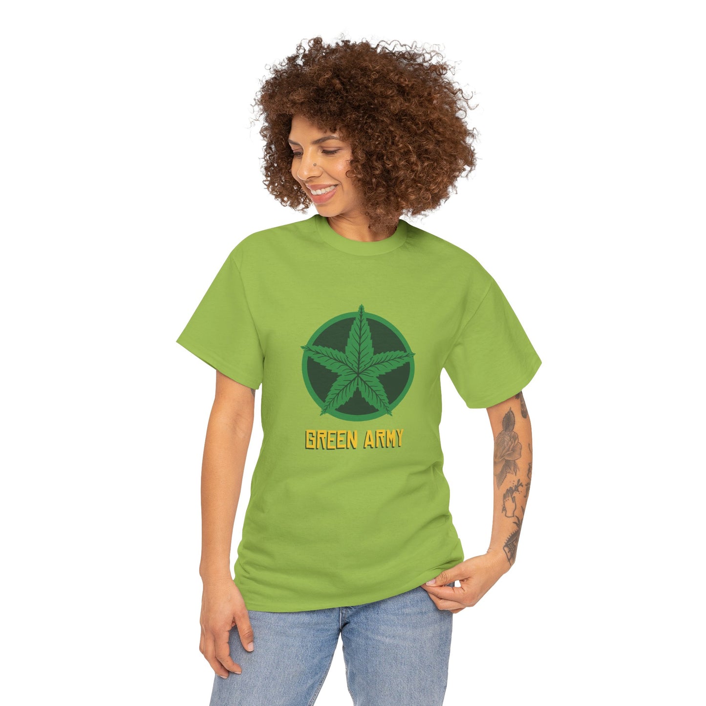 Green Army Star Logo Unisex Heavy Cotton Tee