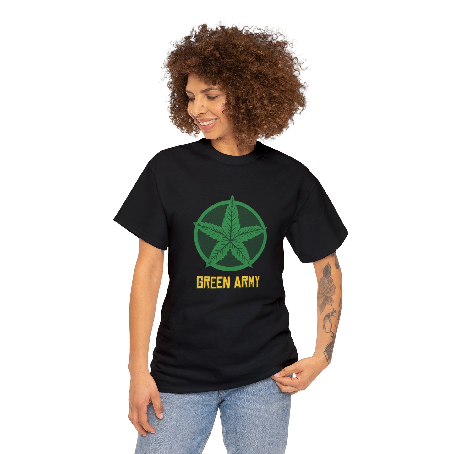 Green Army Star Logo Unisex Heavy Cotton Tee