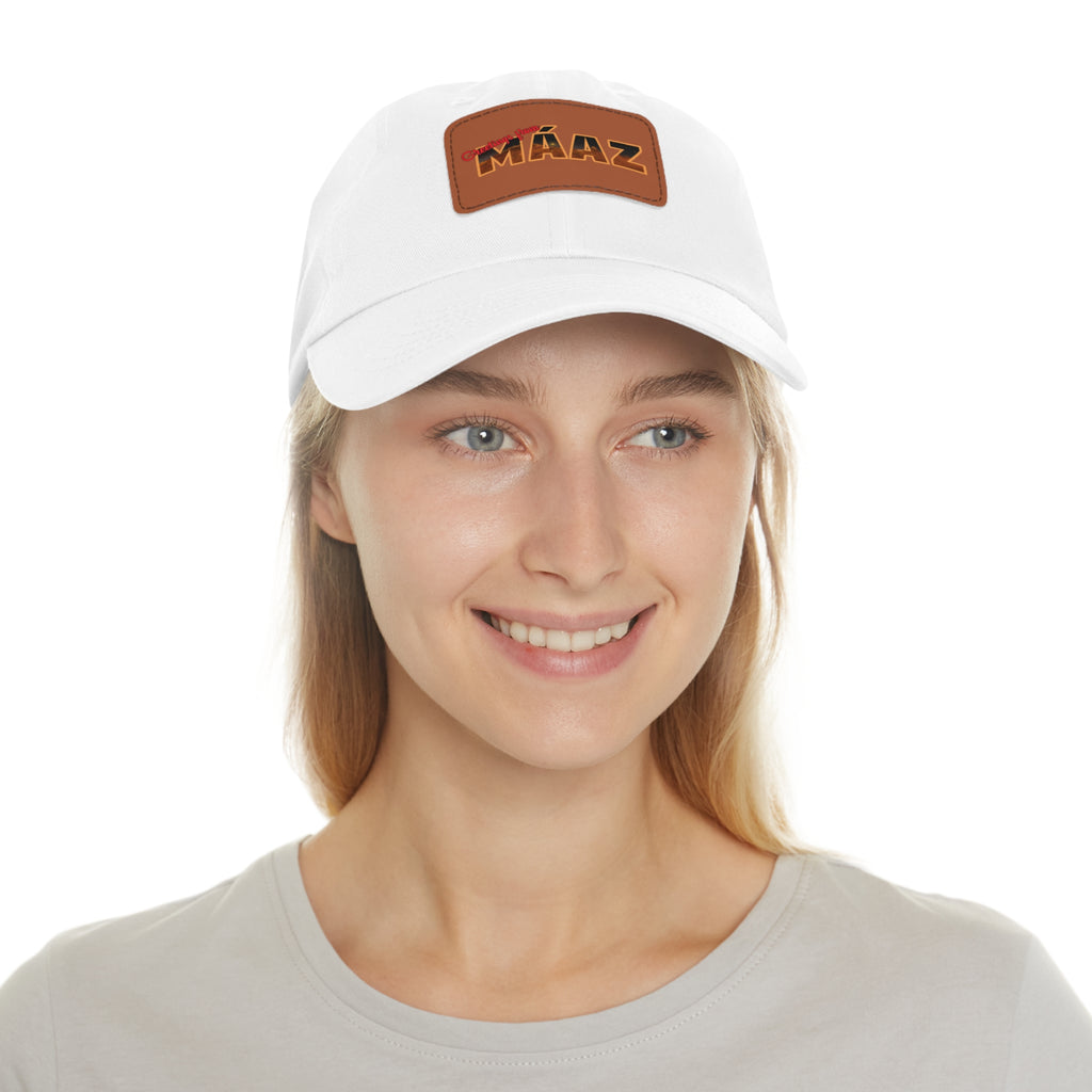 Greetings from Máaz Dad Hat with Leather Patch (Rectangle)