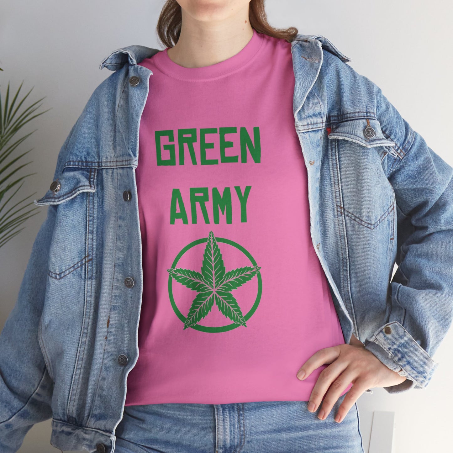 Green Army Star Leaf Unisex Heavy Cotton Tee