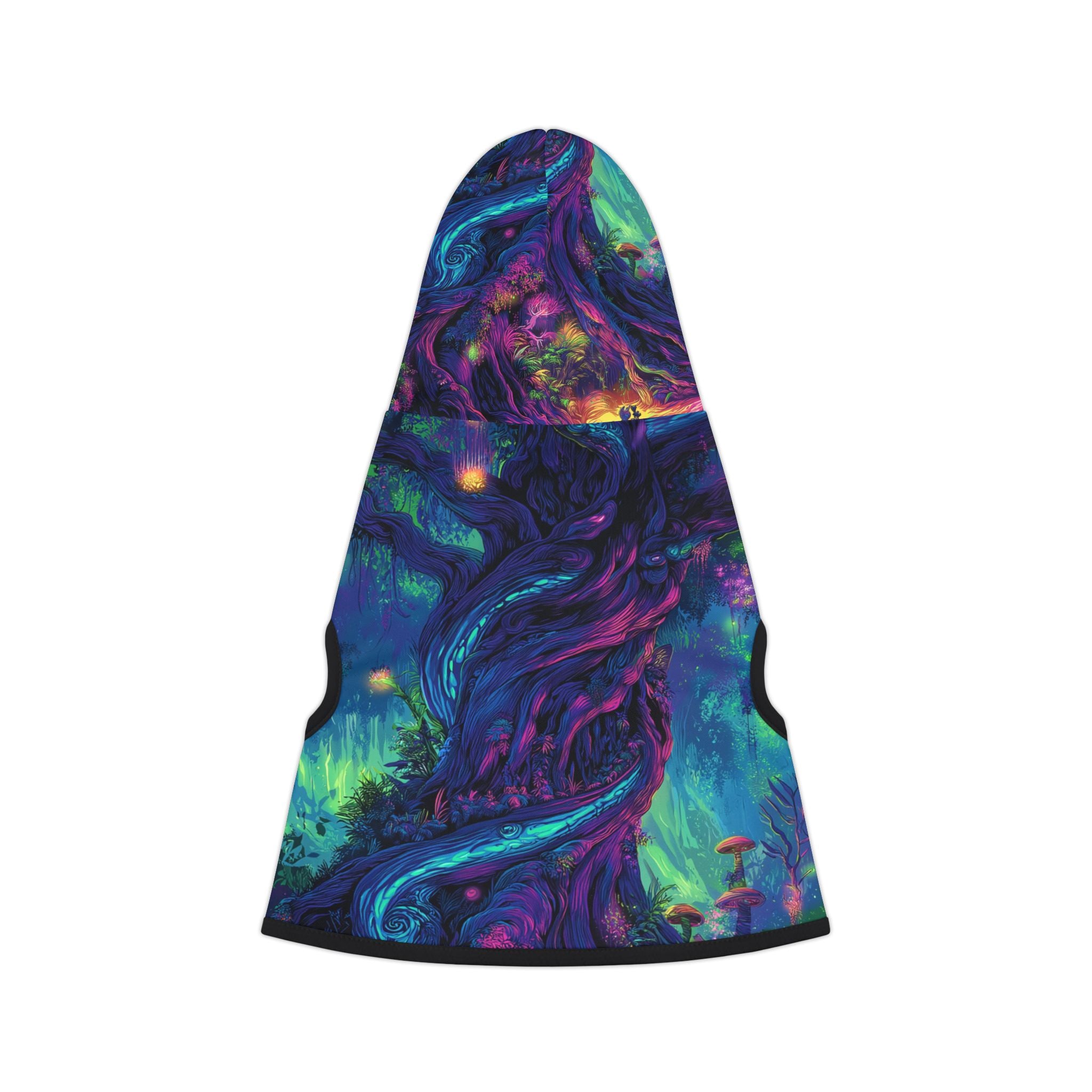 Mystical Forest with Psychedelic Tree Pet Hoodie – Cozy & Colorful Dog Outfit for Fantasy Lovers