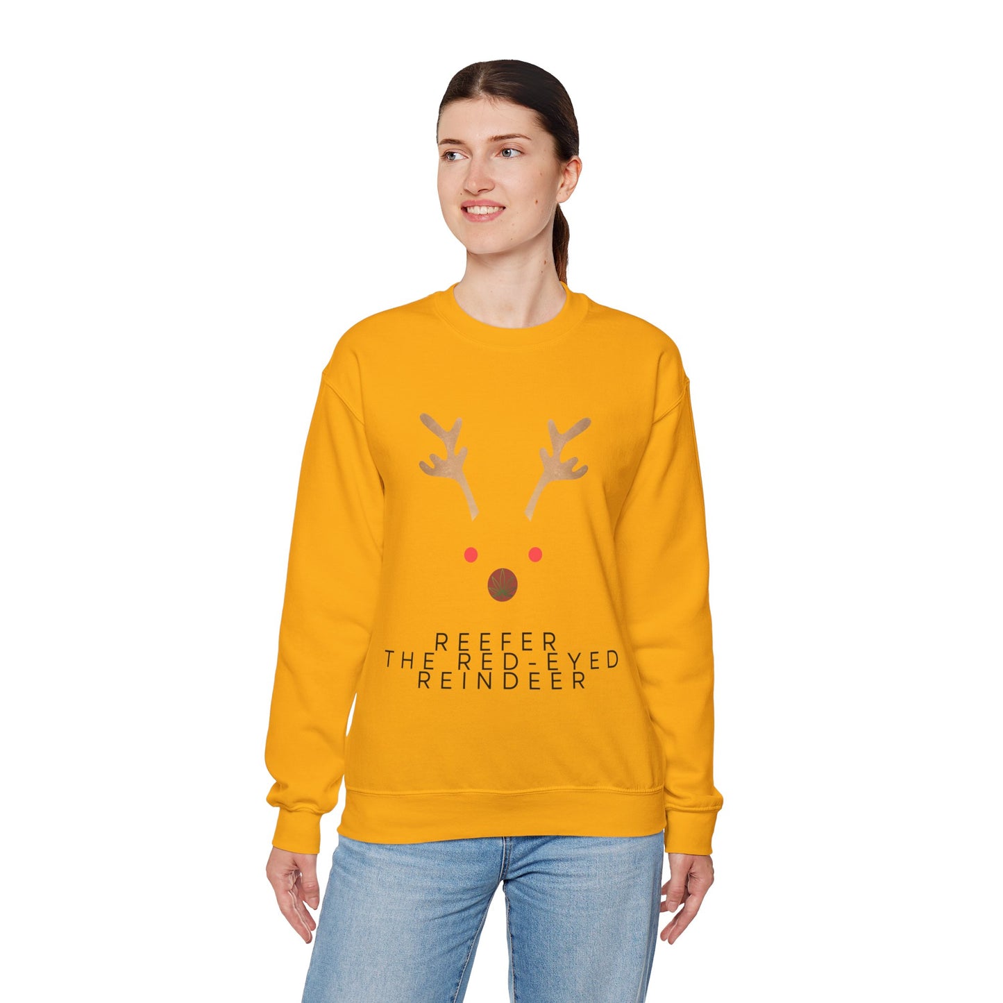 Red Eyed Reindeer Unisex Heavy Blend Crewneck Sweatshirt