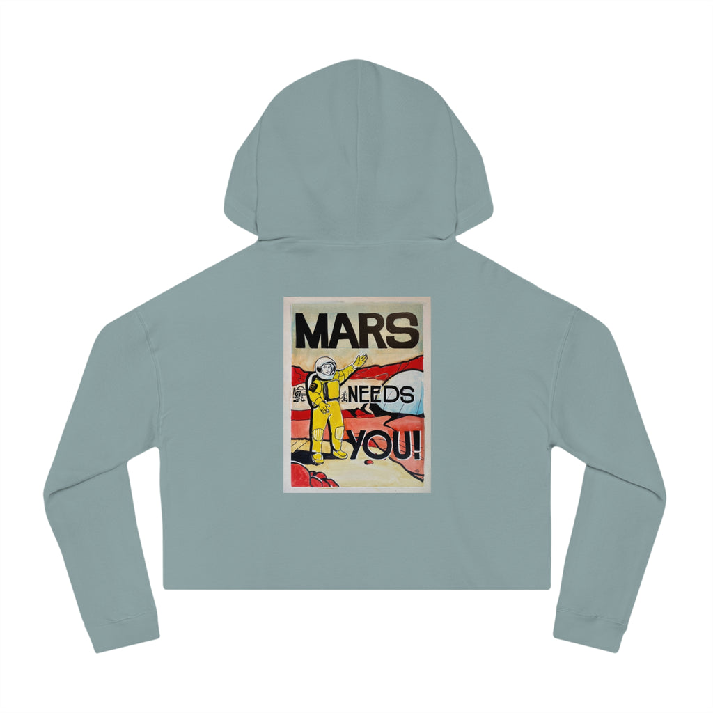Mars Needs You Stylish Women’s Cropped Hooded Sweatshirt - 'Greetings From Maaz' & 'Mars Needs You' Design