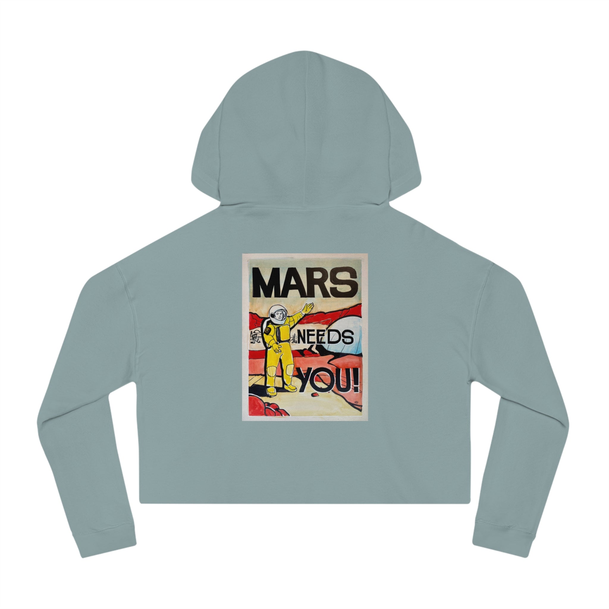 Mars Needs You Stylish Women’s Cropped Hooded Sweatshirt - 'Greetings From Maaz' & 'Mars Needs You' Design