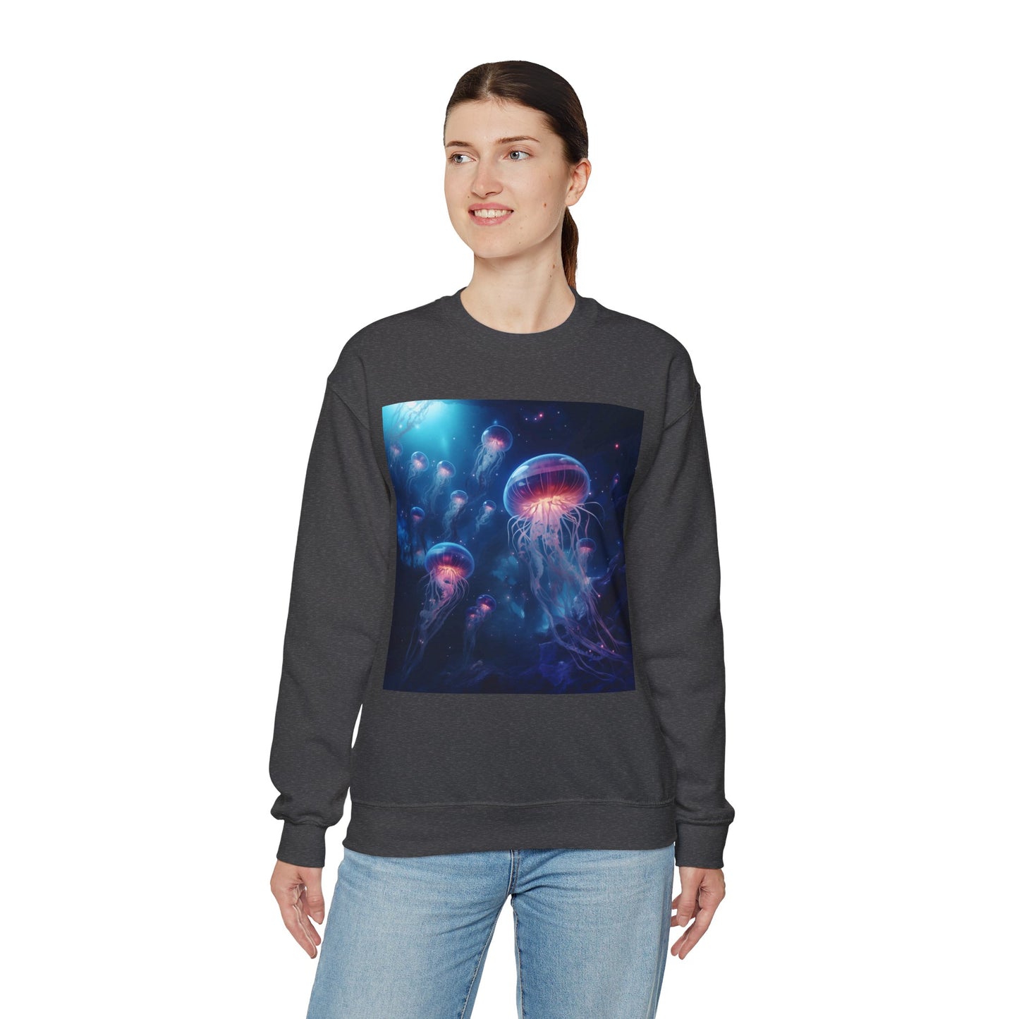 Jellyfish in Space Unisex Heavy Blend Crewneck Sweatshirt