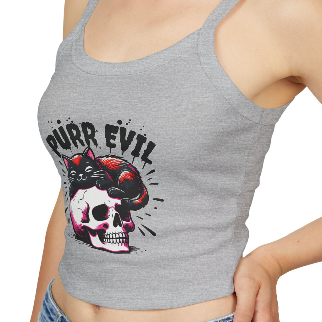 Purr Evil Cat Graphic Women's Spaghetti Strap Tank Top
