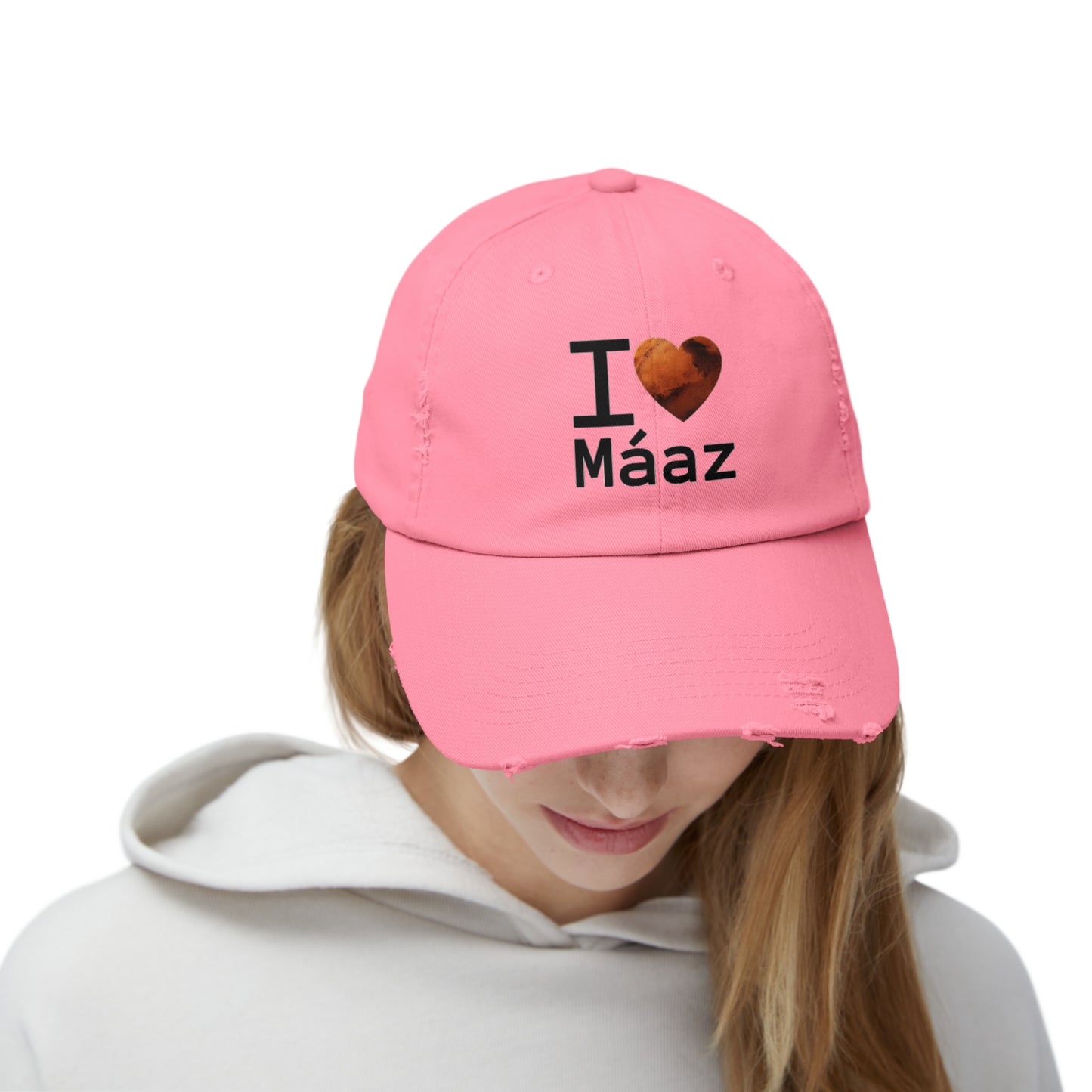 I Love Mars Unisex Distressed Cap