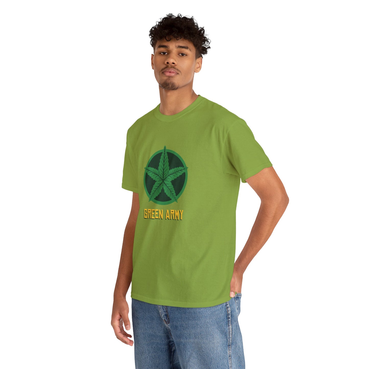 Green Army Star Logo Unisex Heavy Cotton Tee