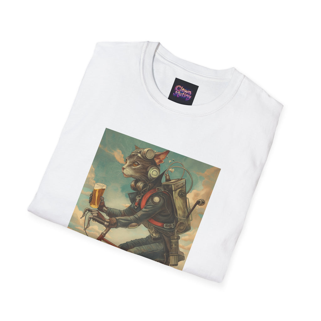 Cat Robot Bike Ride Unisex Softstyle T-Shirt