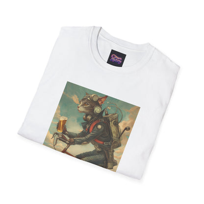 Cat Robot Bike Ride Unisex Softstyle T-Shirt