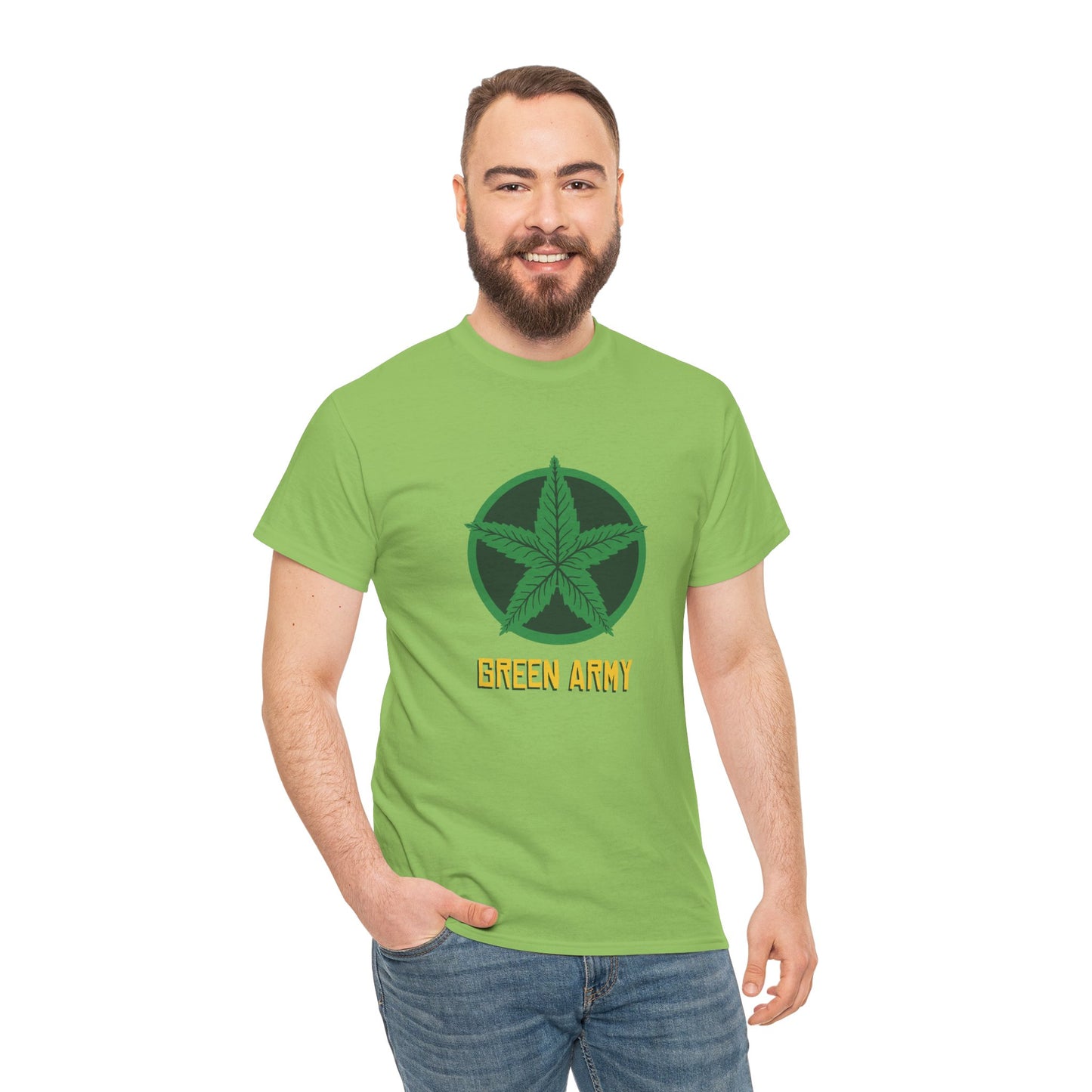 Green Army Star Logo Unisex Heavy Cotton Tee