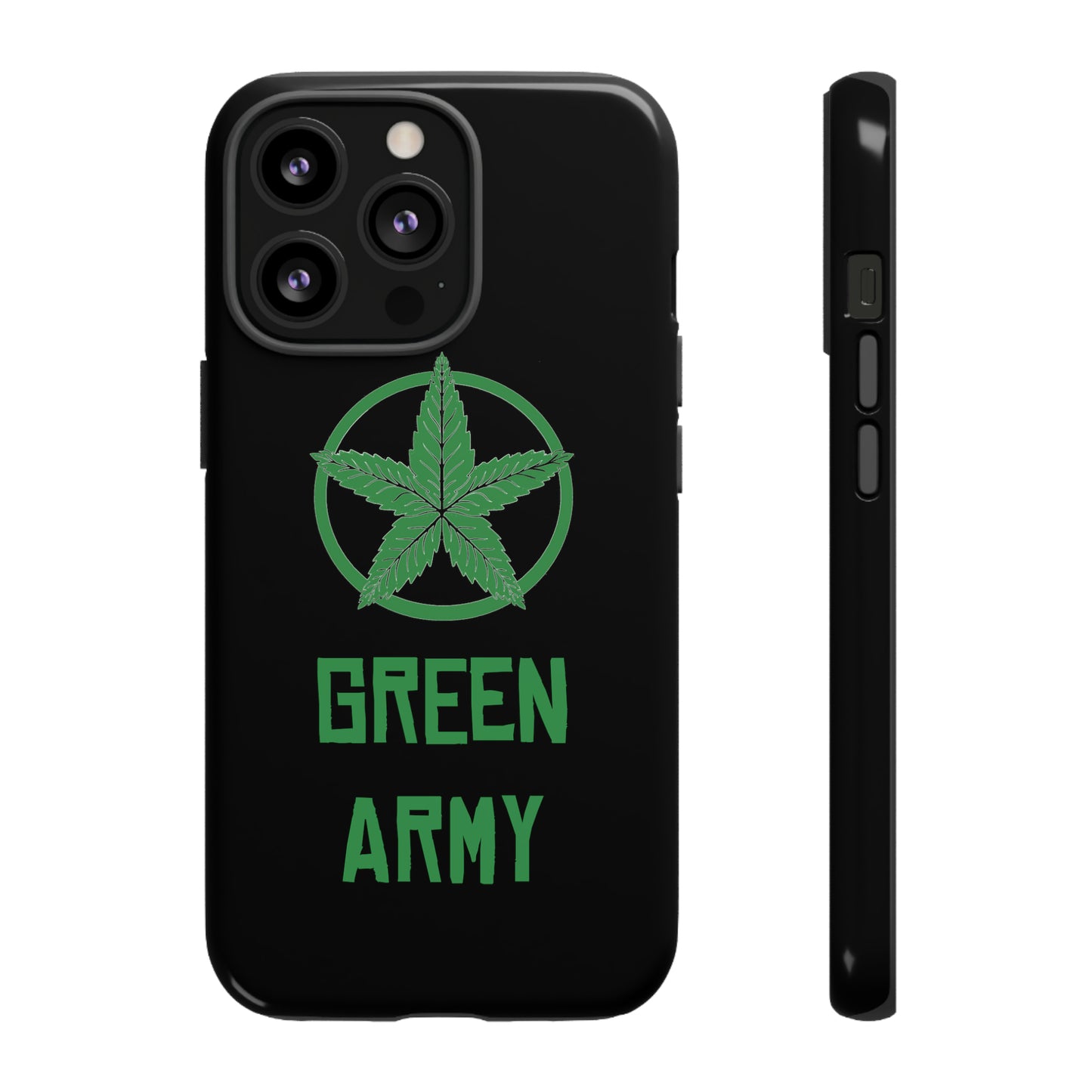 Black Full Green Army Star Leaf Tough Cases