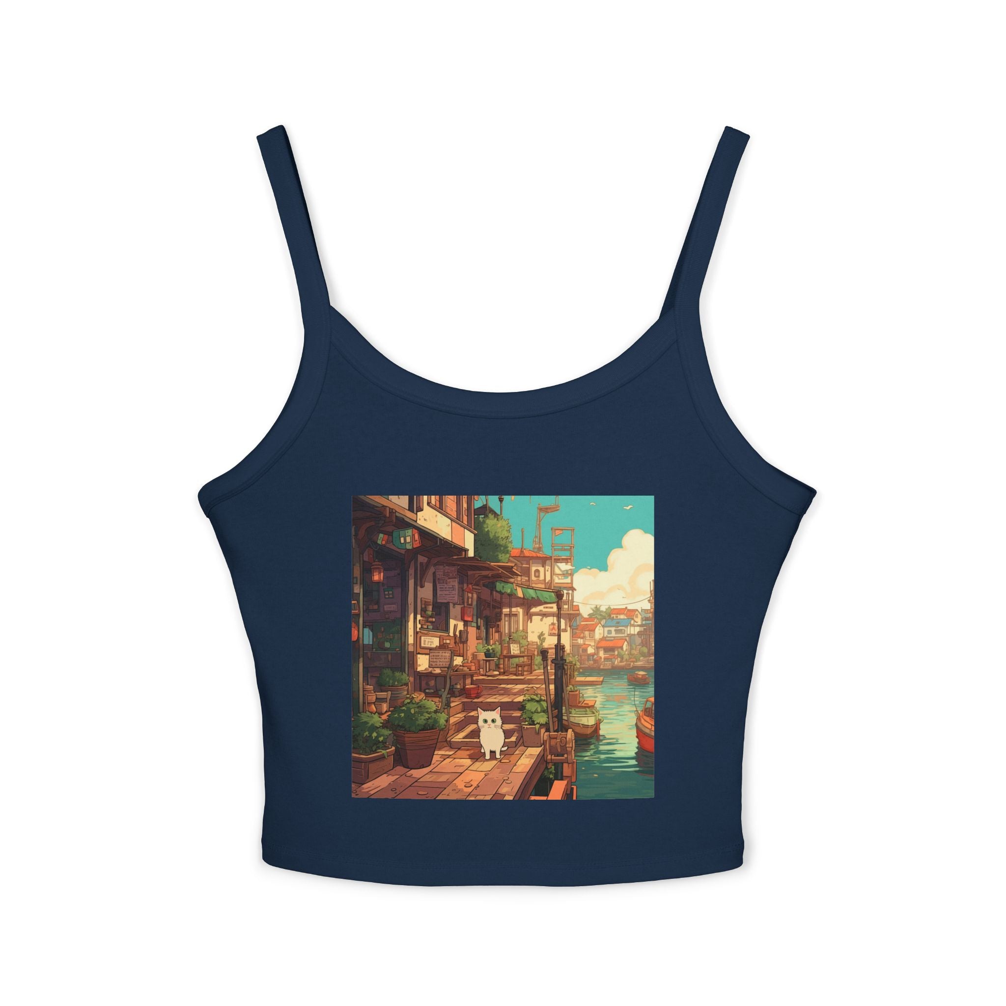 Studio Ghibli Style Cat Women's Spaghetti Strap Tank Top