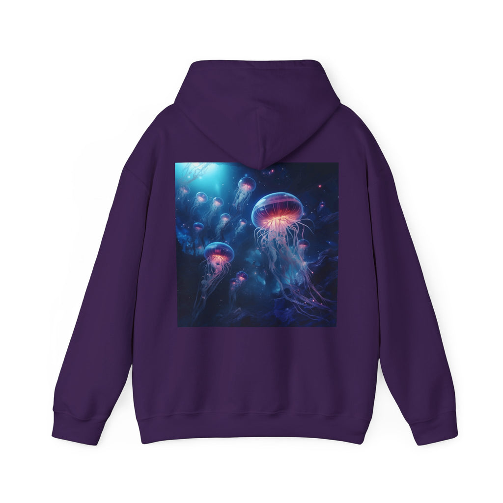 Jellyfish in Space Back Unisex Heavy Blend Hooded Sweatshirt