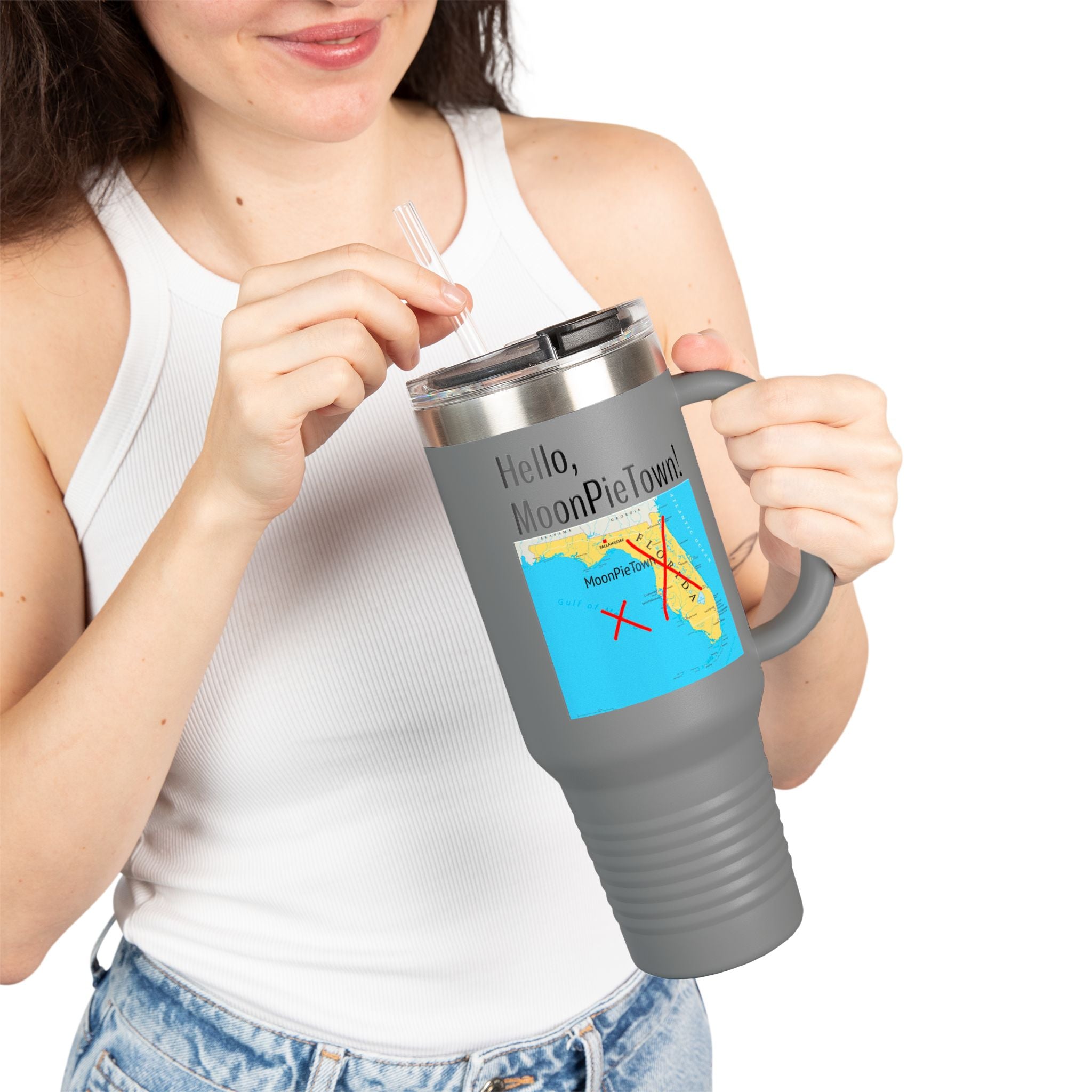MoonPieTown Insulated Travel Mug - 40oz, Perfect for Coffee Lovers & Adventurers!