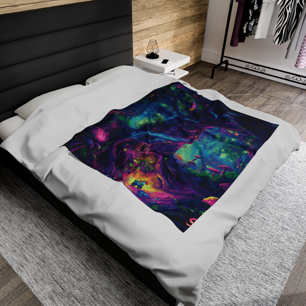 Psychedelic Trees Velveteen Plush Blanket