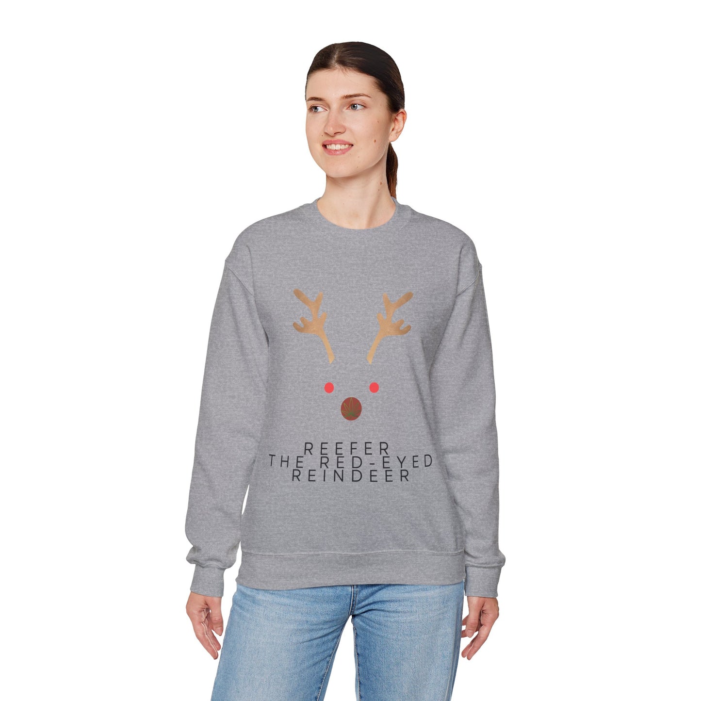 Red Eyed Reindeer Unisex Heavy Blend Crewneck Sweatshirt