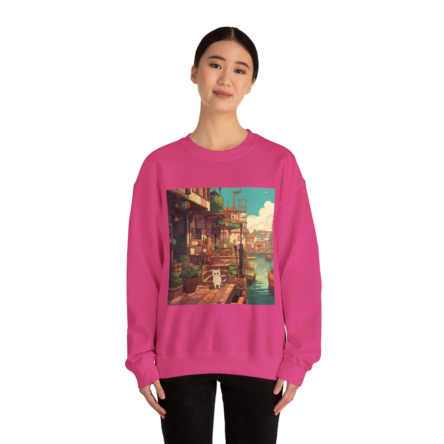 Studio Ghibli Style Cat Unisex Heavy Blend Crewneck Sweatshirt