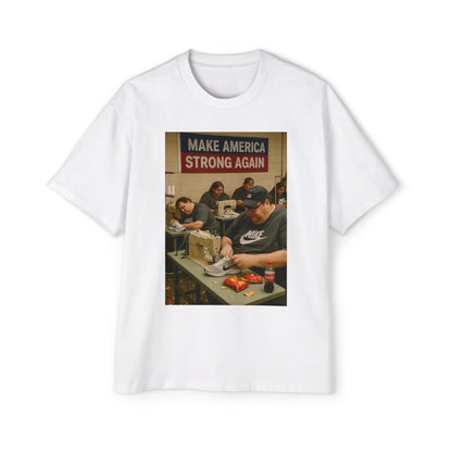 Men's Heavy Oversized Tee - Vintage Style Make America Strong Again Graphic
