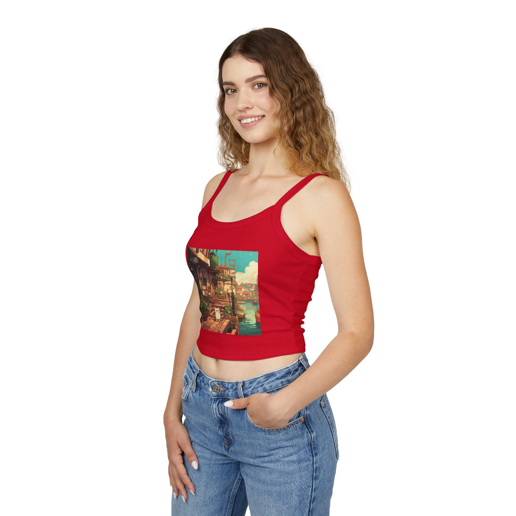 Studio Ghibli Style Cat Women's Spaghetti Strap Tank Top