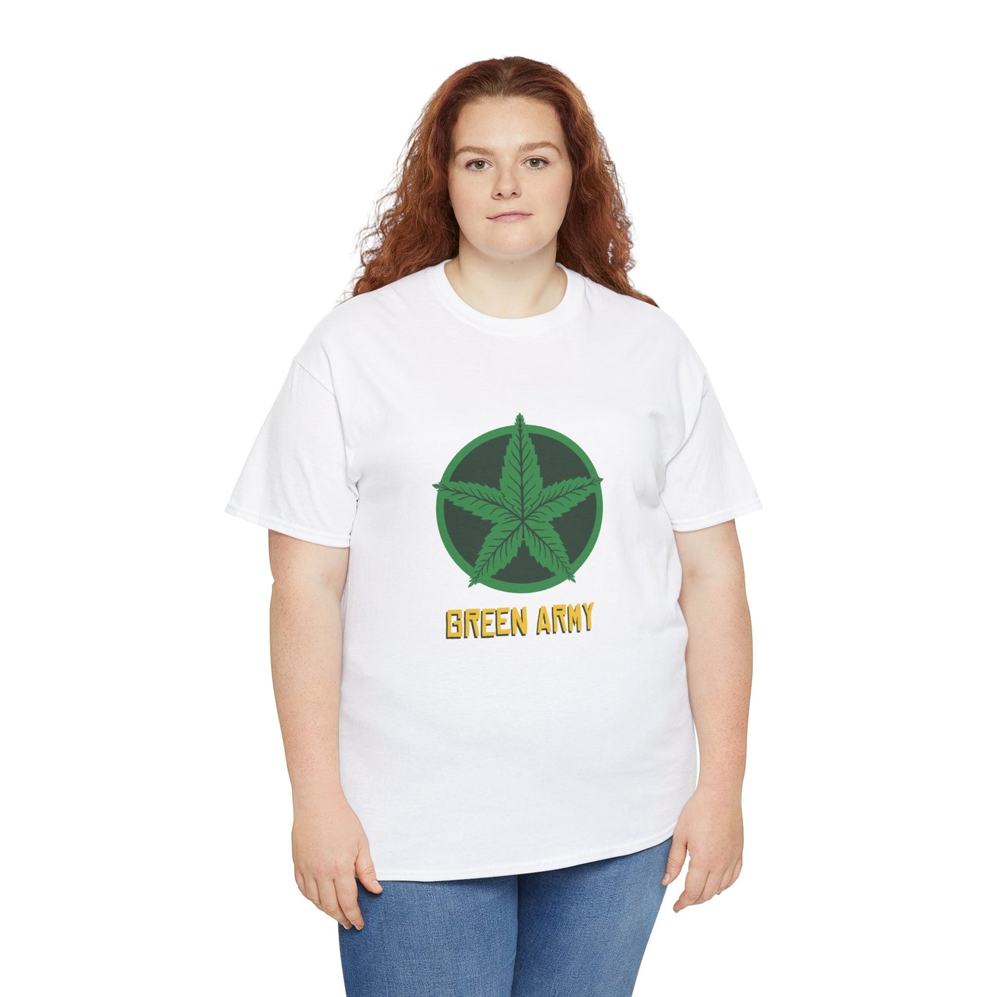 Green Army Star Logo Unisex Heavy Cotton Tee