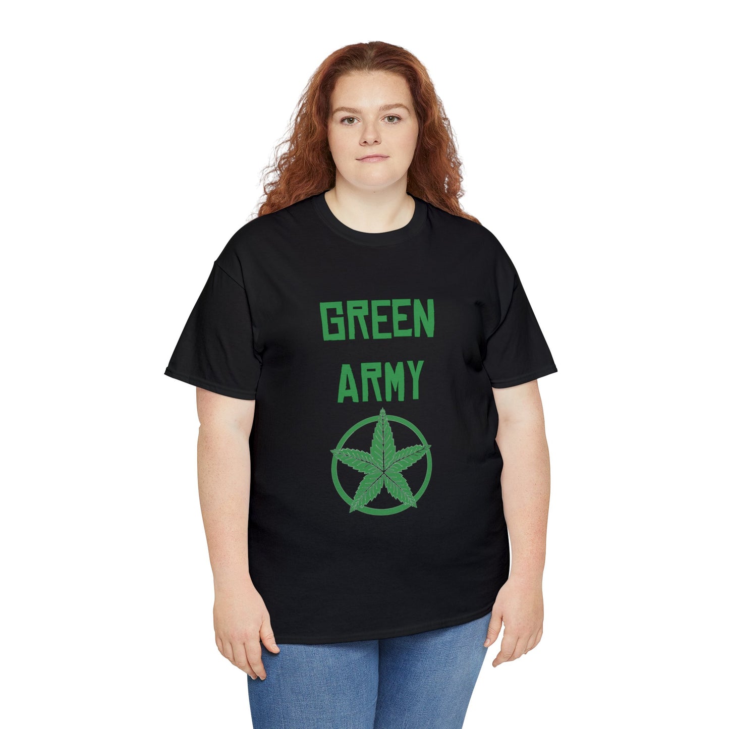 Green Army Star Leaf Unisex Heavy Cotton Tee