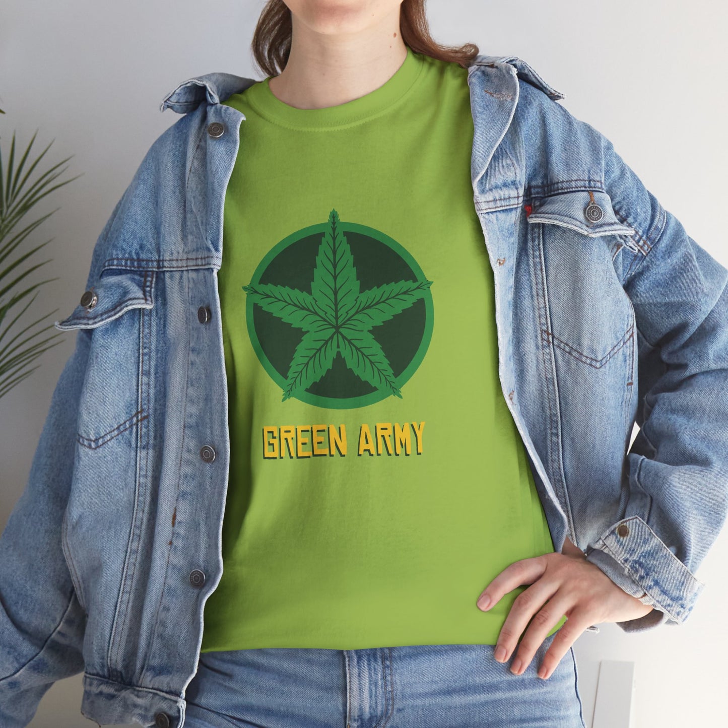 Green Army Star Logo Unisex Heavy Cotton Tee