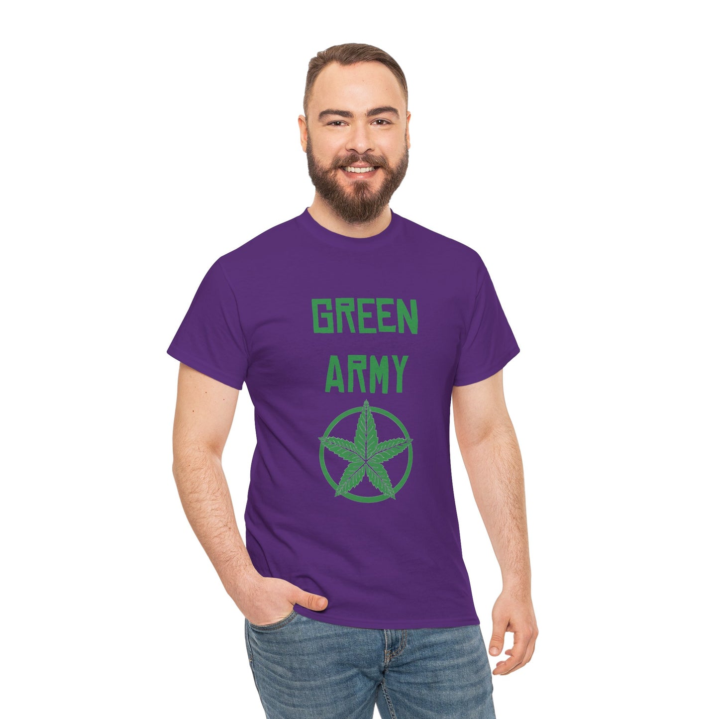 Green Army Star Leaf Unisex Heavy Cotton Tee