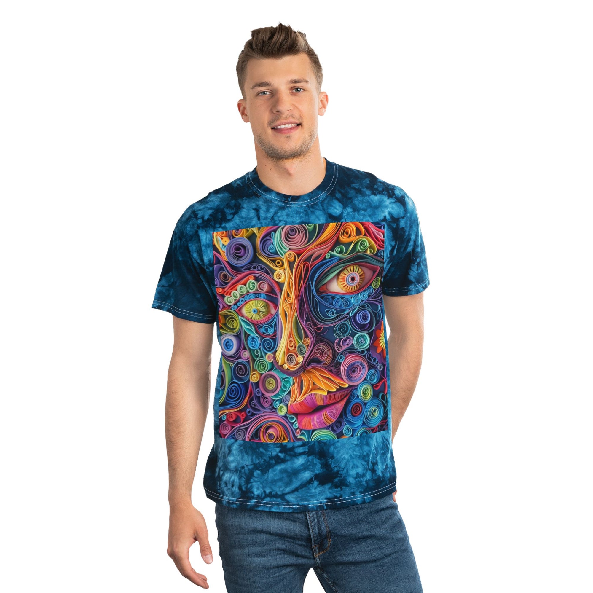 Paper Face Tie-Dye Tee, Crystal