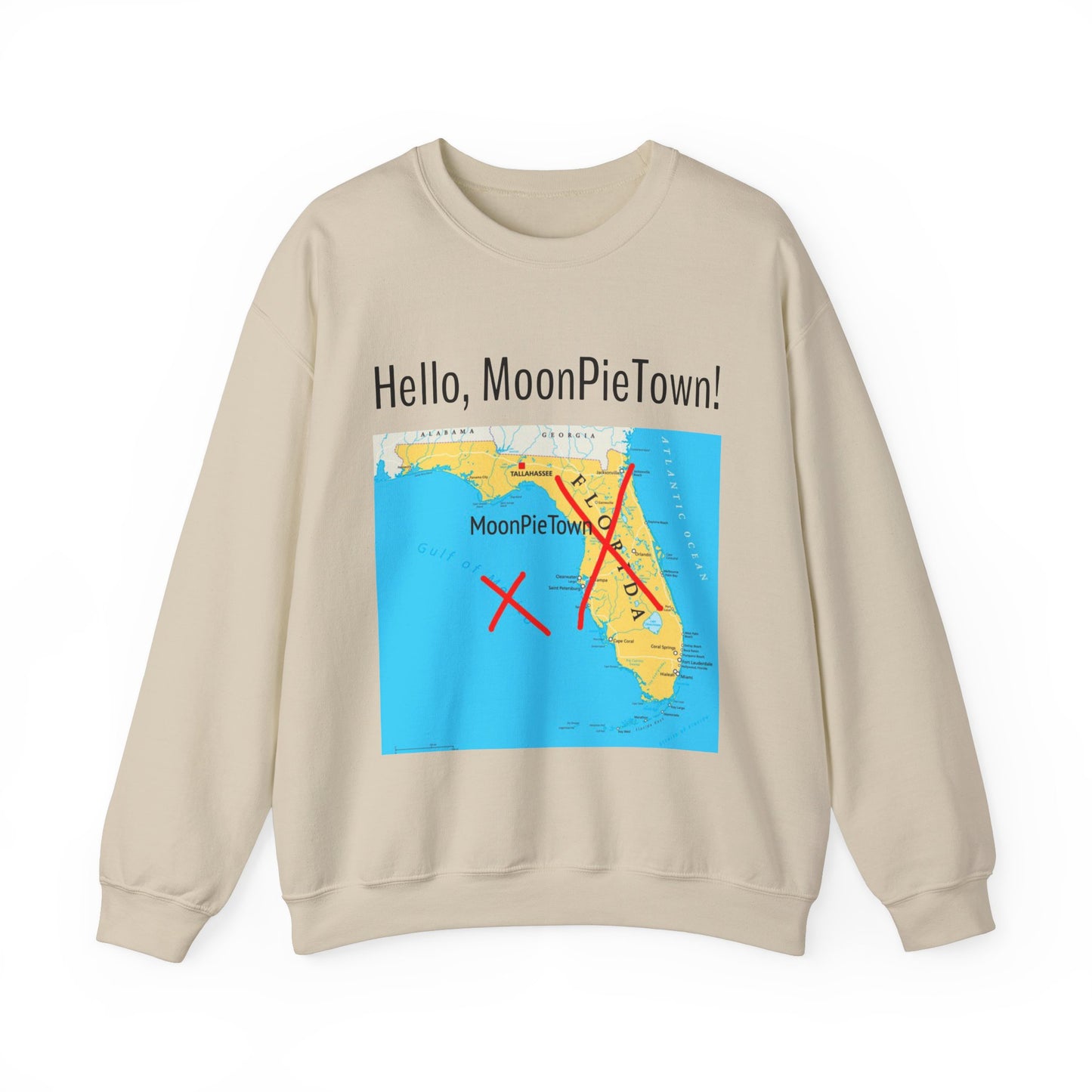 Hello MoonPieTown! Unisex Crewneck Sweatshirt - Cozy Casual Wear for Travel Lovers