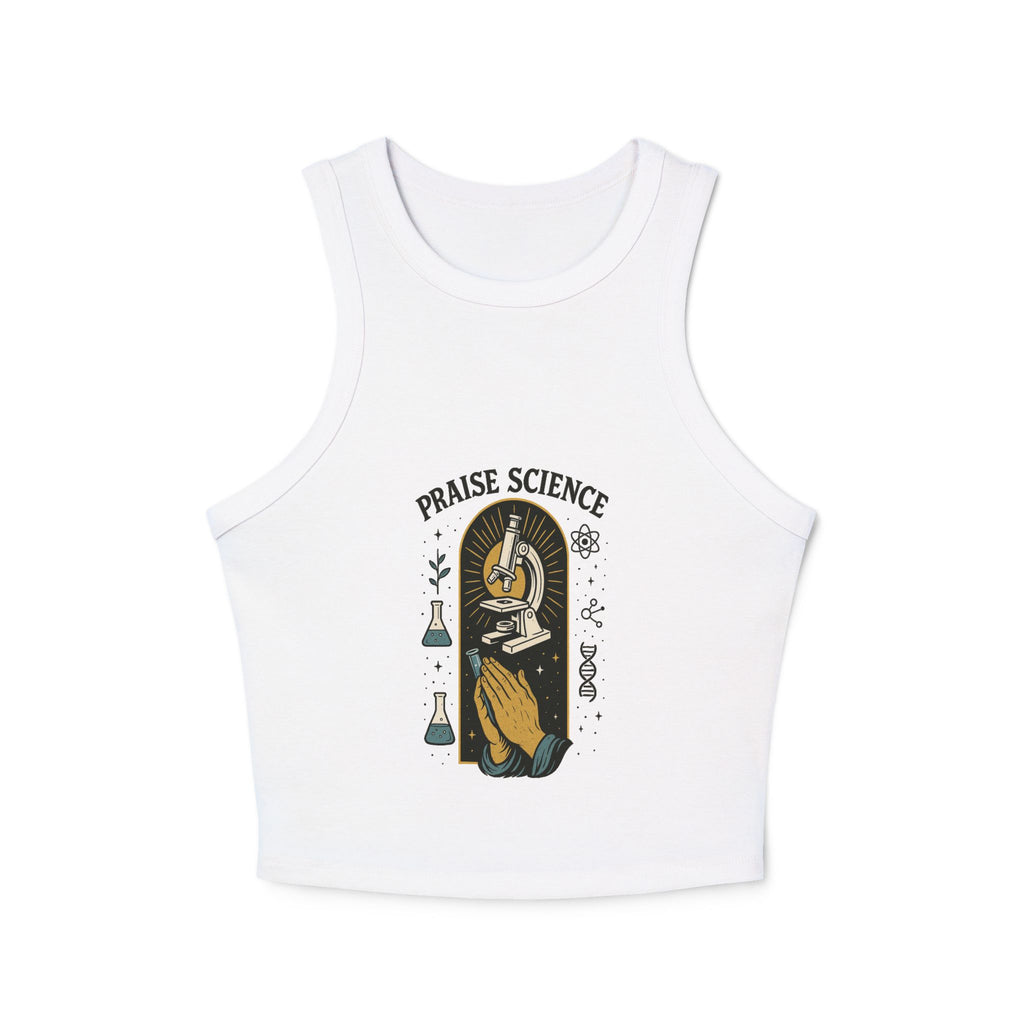 Praise Science Women's Micro Rib Racer Tank Top - Cute Casual Science Tee for STEM Lovers