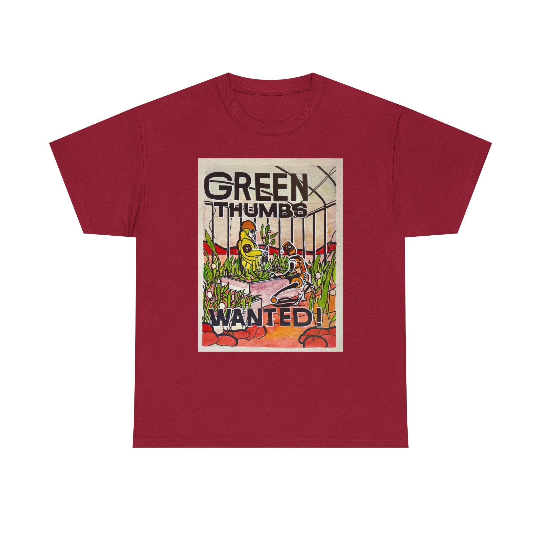 Martian Green Thumbs Unisex Heavy Cotton Tee