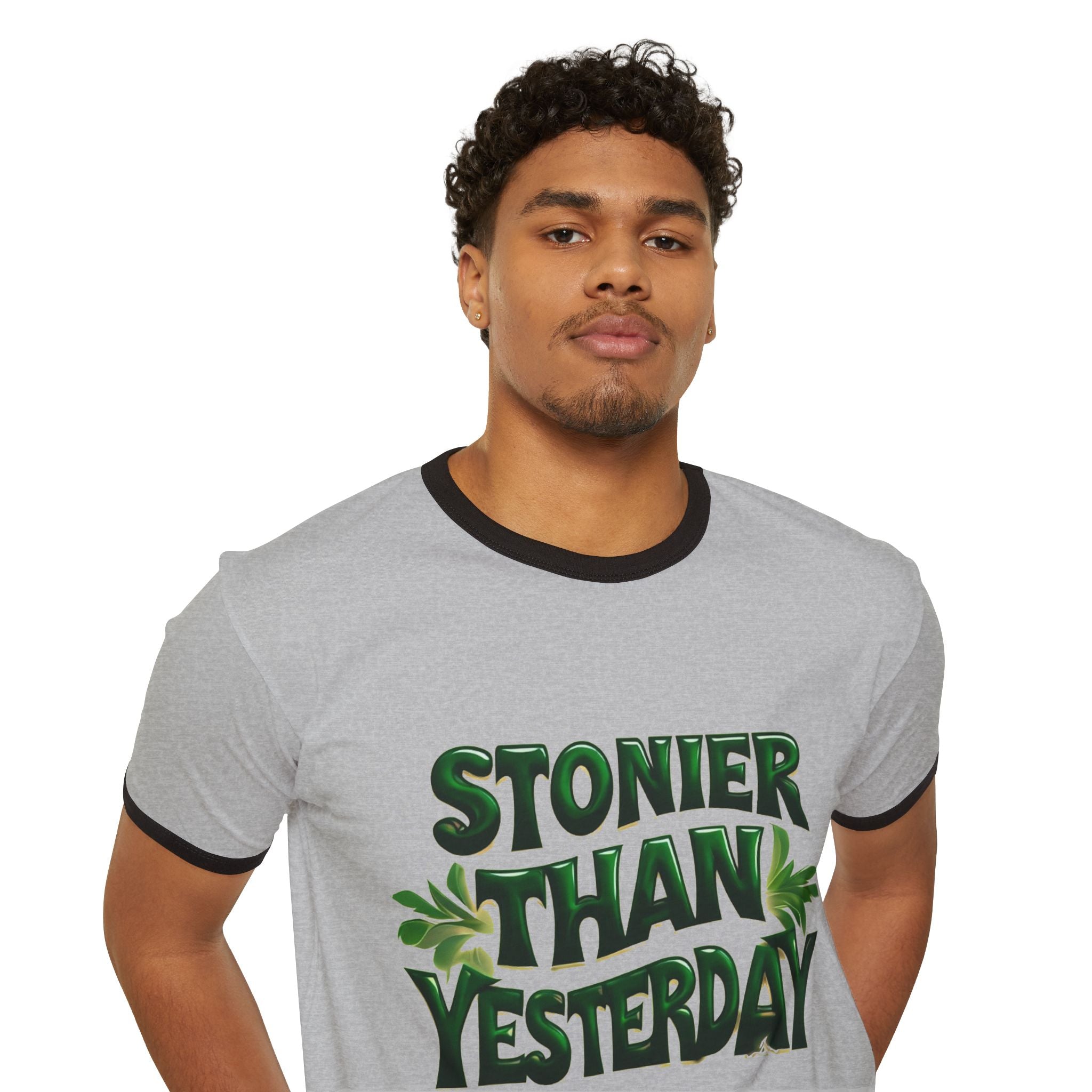 Stoner Vibes Unisex Cotton Ringer T-Shirt - 'Stonier Than Yesterday' Graphic Tee