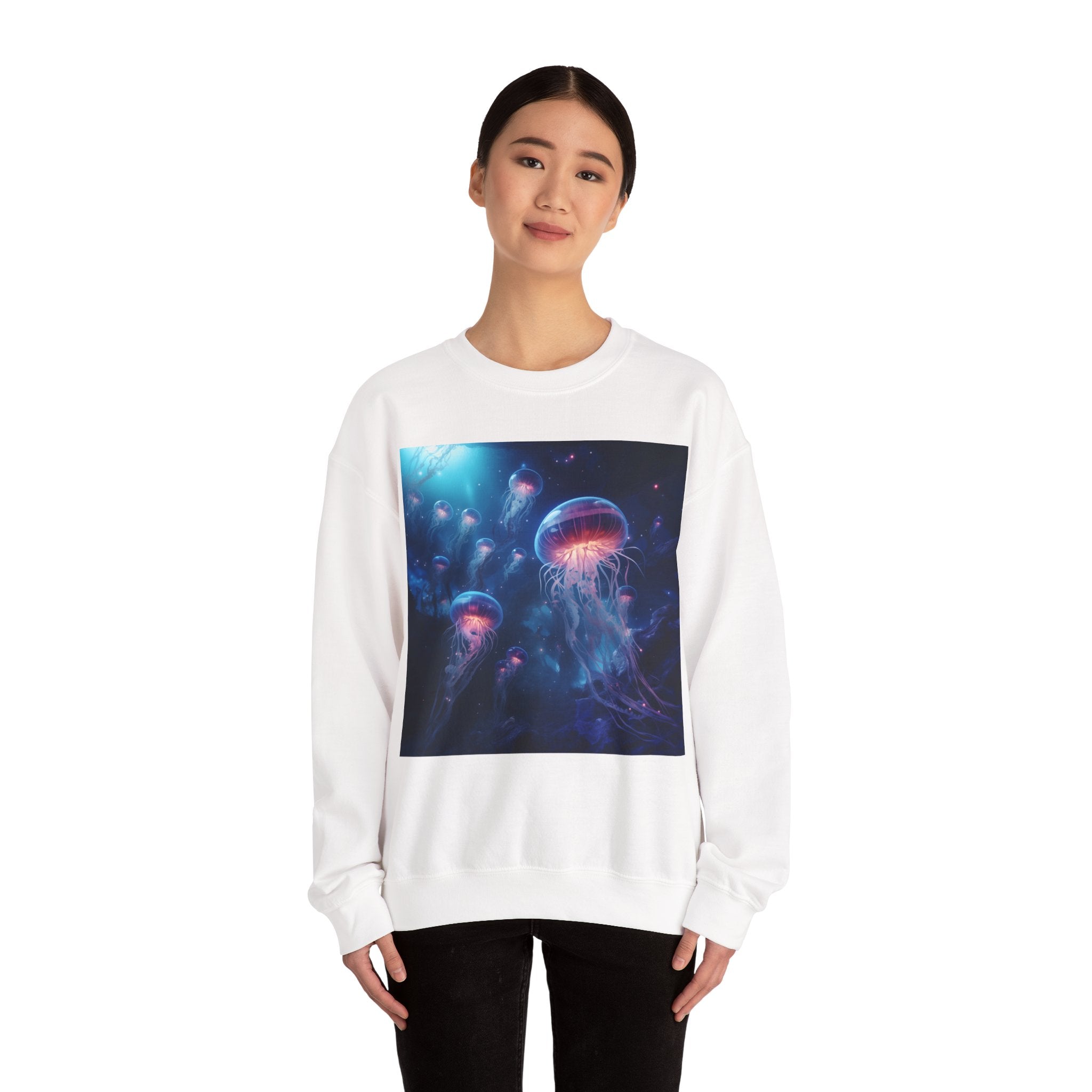Jellyfish in Space Unisex Heavy Blend Crewneck Sweatshirt