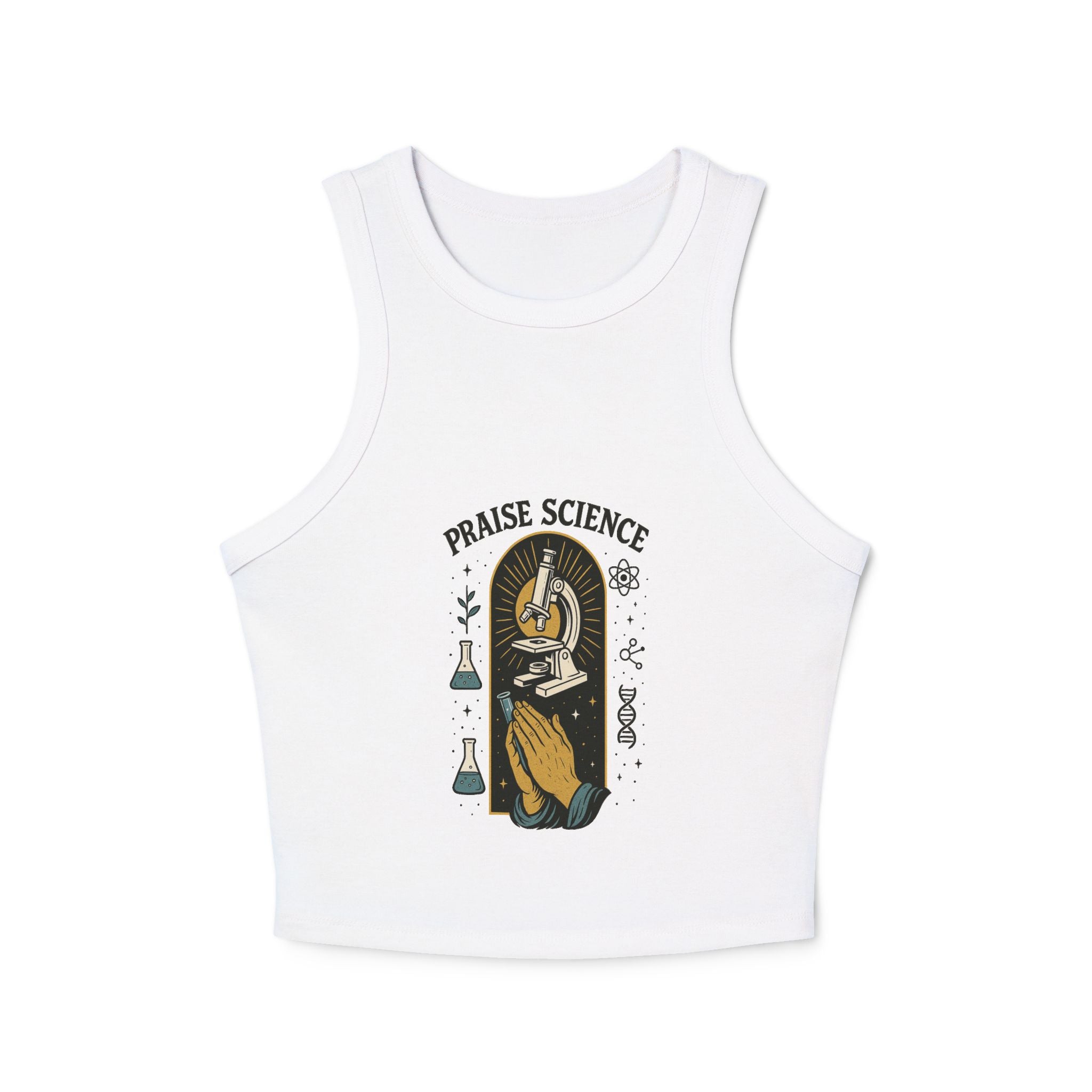 Praise Science Women's Micro Rib Racer Tank Top - Cute Casual Science Tee for STEM Lovers