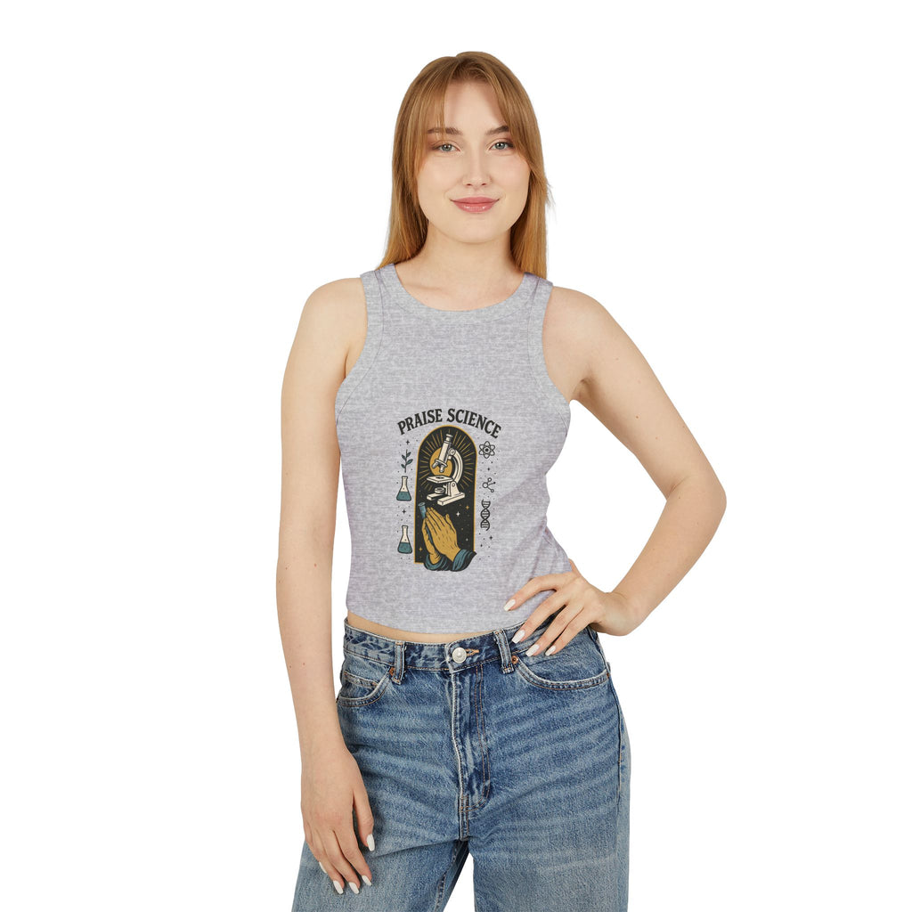 Praise Science Women's Micro Rib Racer Tank Top - Cute Casual Science Tee for STEM Lovers