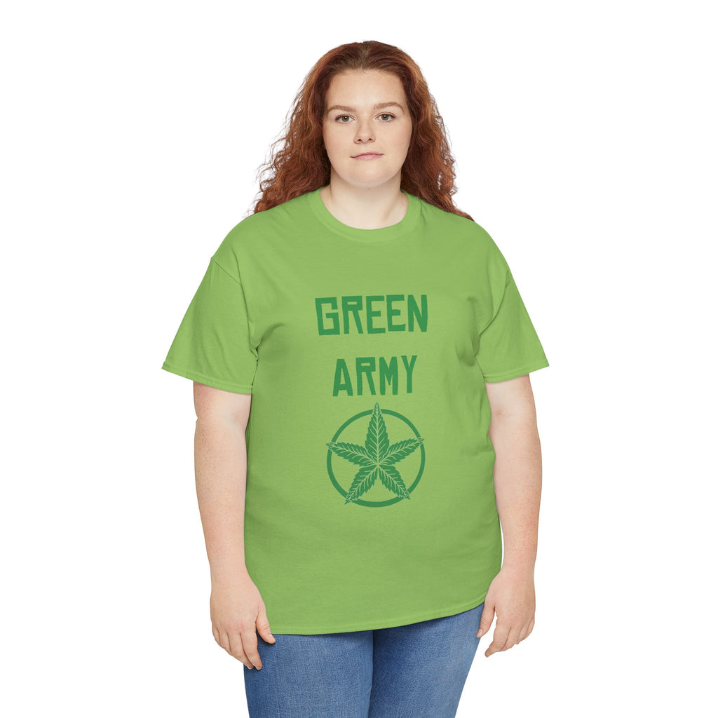 Green Army Star Leaf Unisex Heavy Cotton Tee