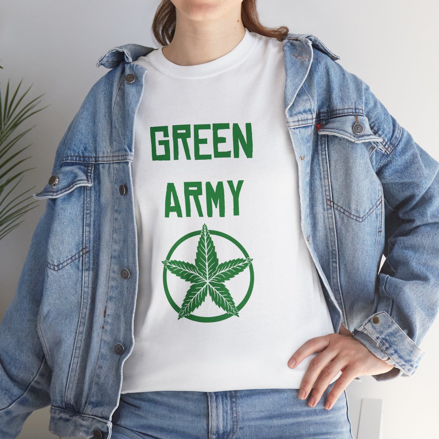 Green Army Star Leaf Unisex Heavy Cotton Tee