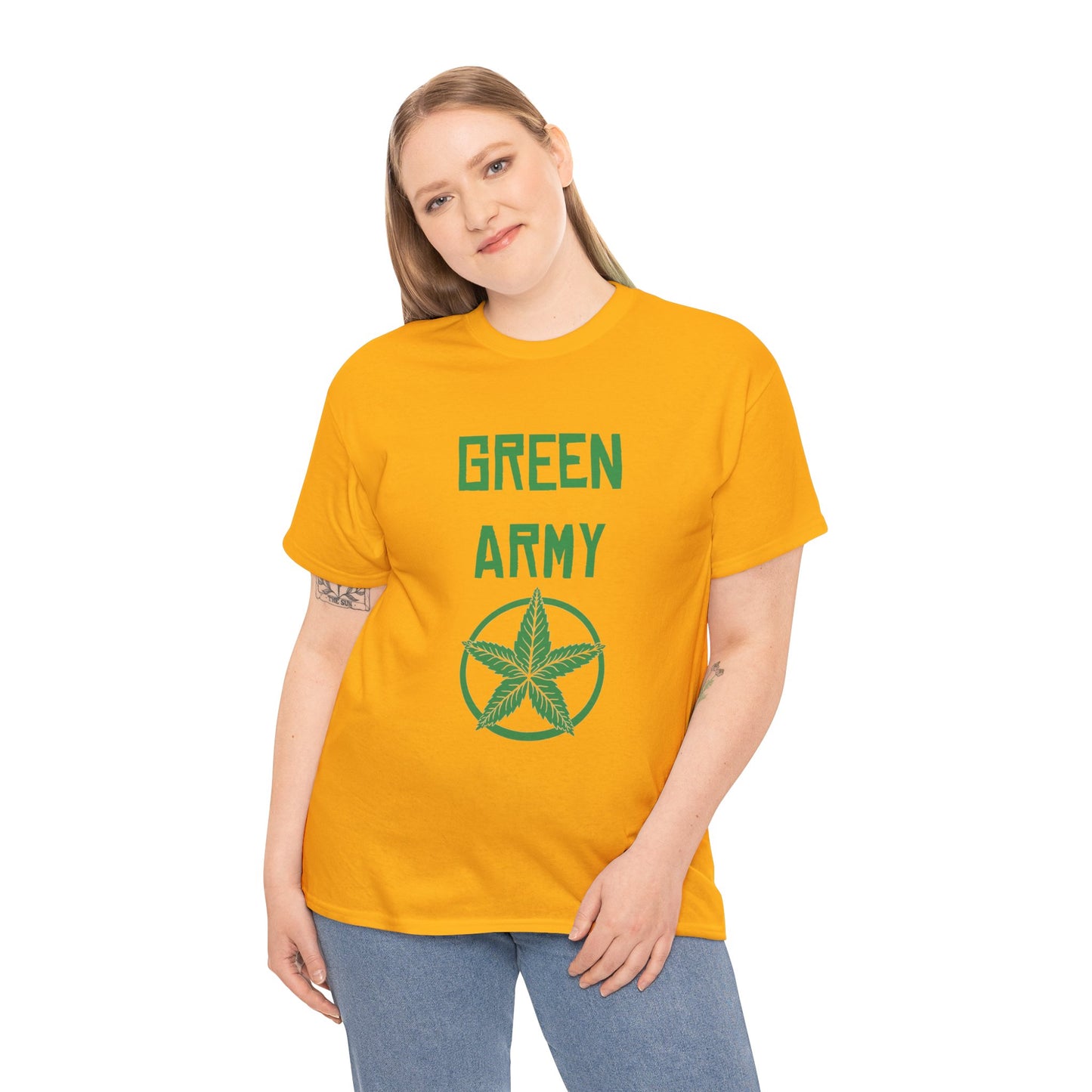 Green Army Star Leaf Unisex Heavy Cotton Tee