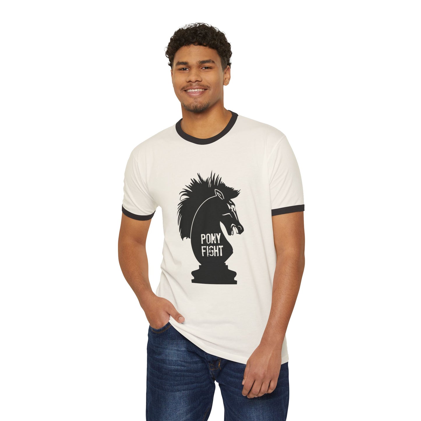 Pony Fight v3 Unisex Cotton Ringer T-Shirt