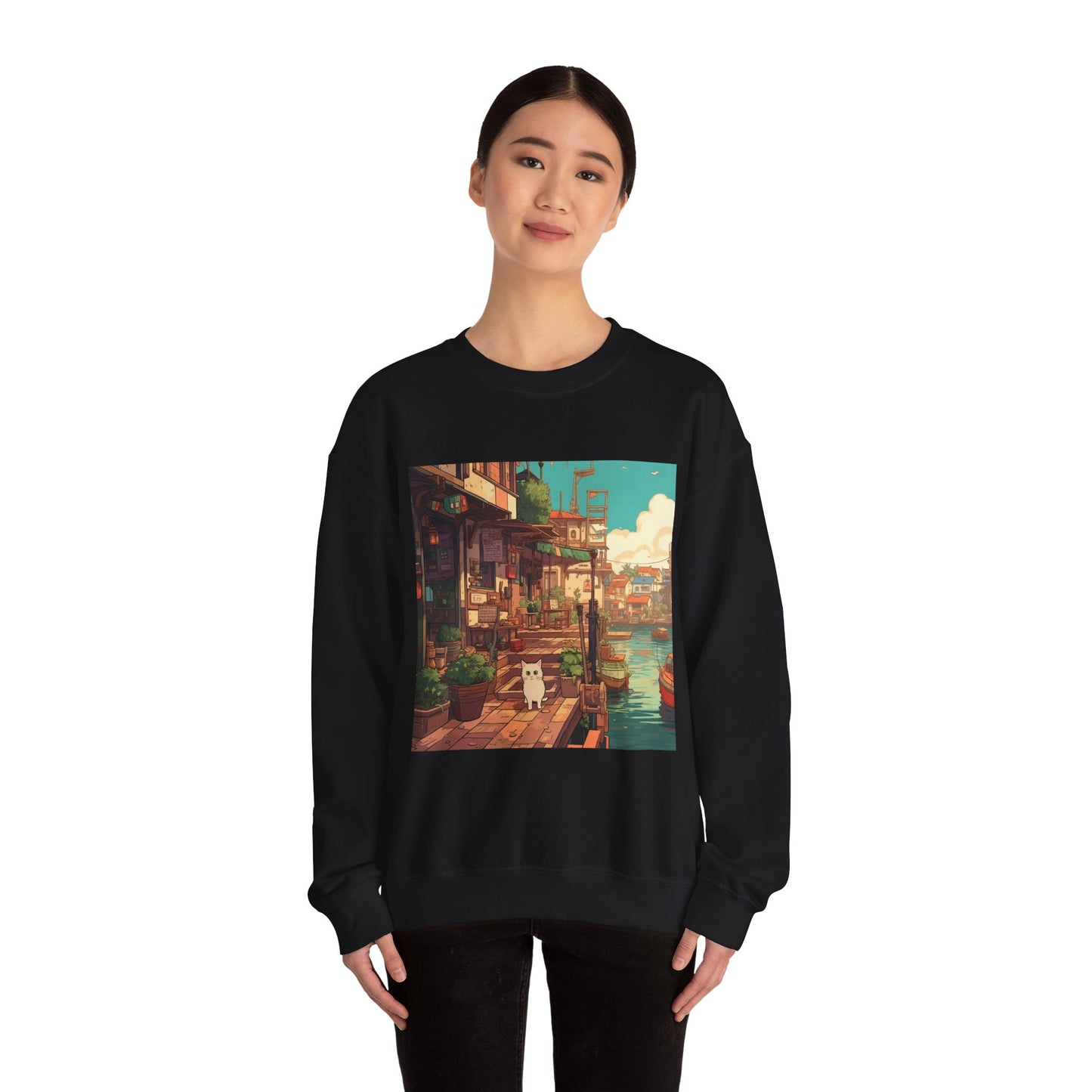 Studio Ghibli Style Cat Unisex Heavy Blend Crewneck Sweatshirt