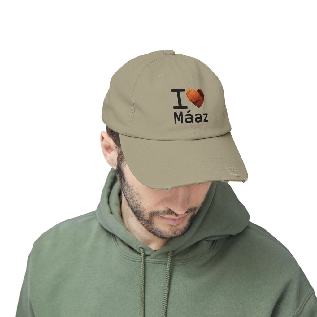 I Love Mars Unisex Distressed Cap