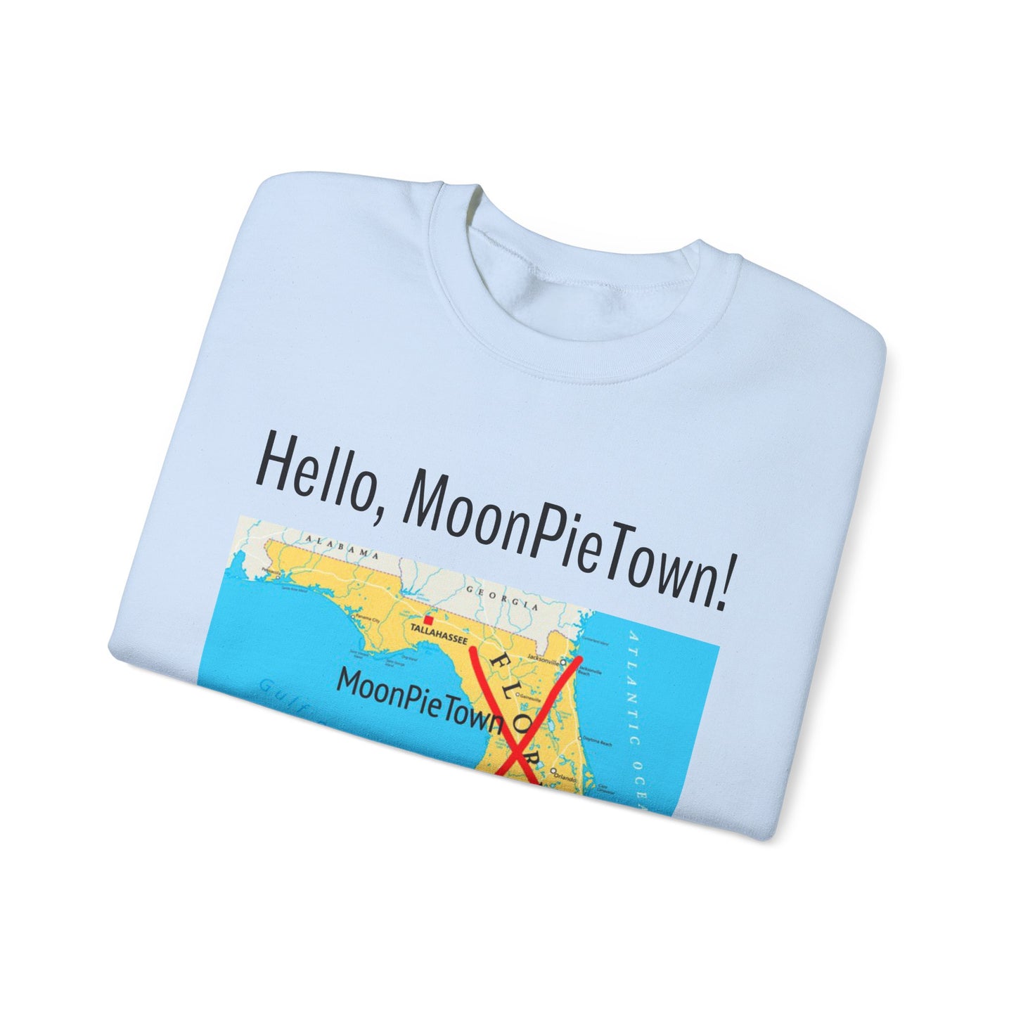 Hello MoonPieTown! Unisex Crewneck Sweatshirt - Cozy Casual Wear for Travel Lovers