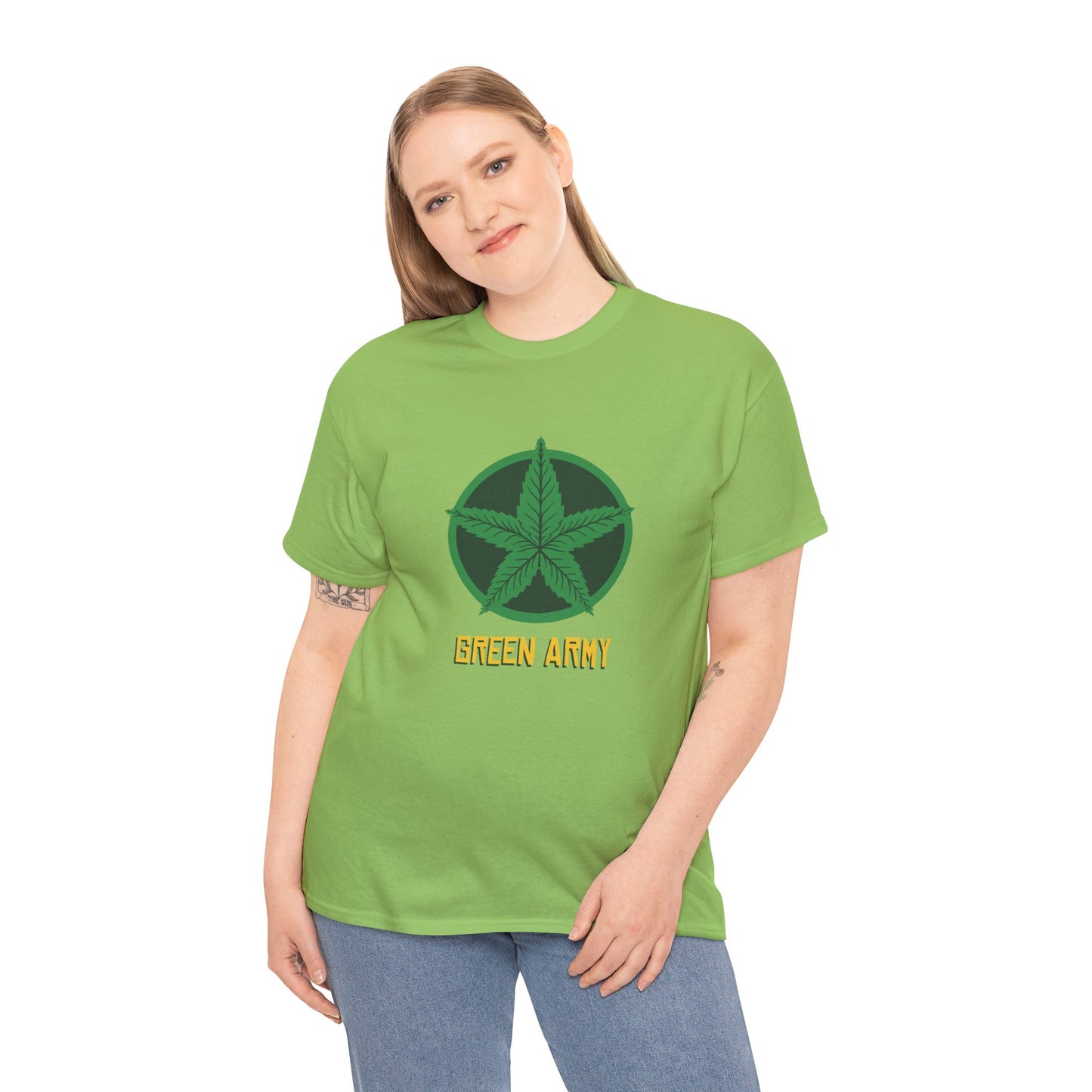 Green Army Star Logo Unisex Heavy Cotton Tee