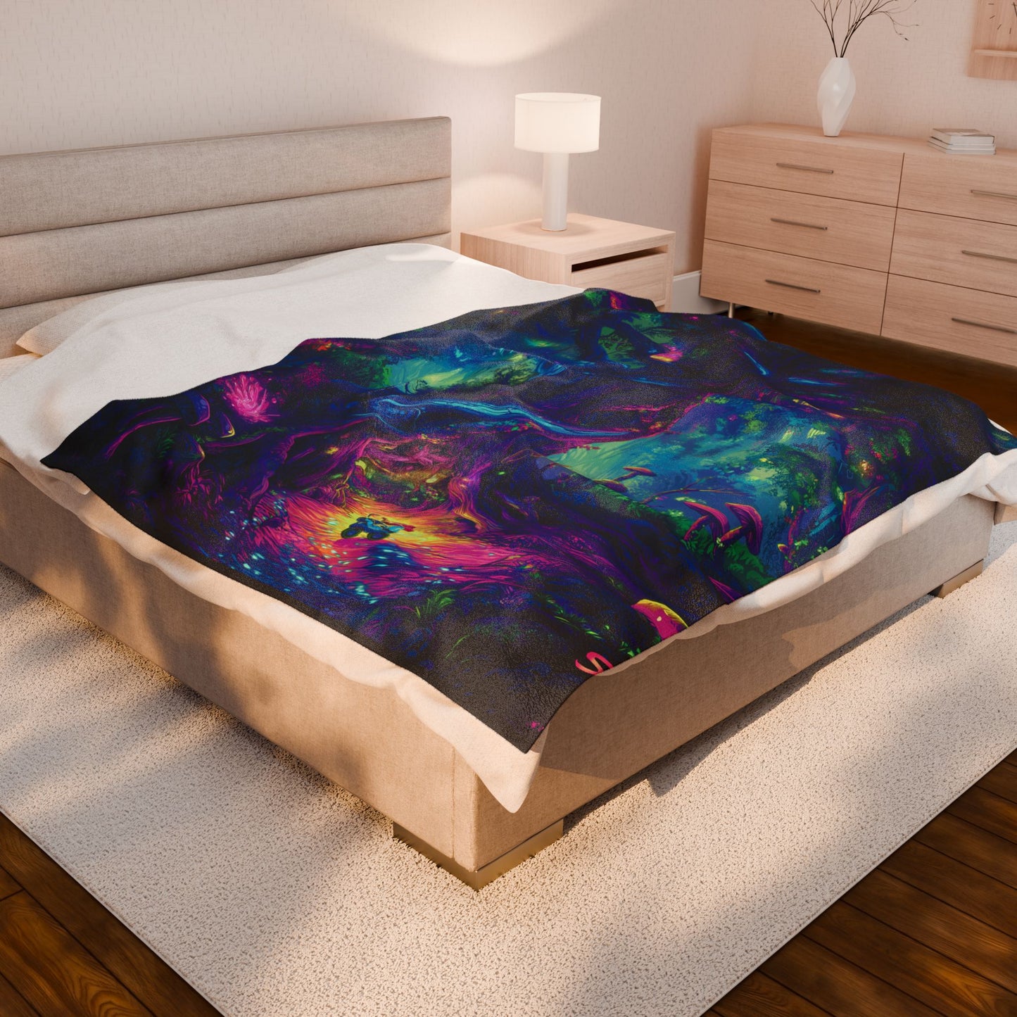 Psychedelic Trees Velveteen Plush Blanket