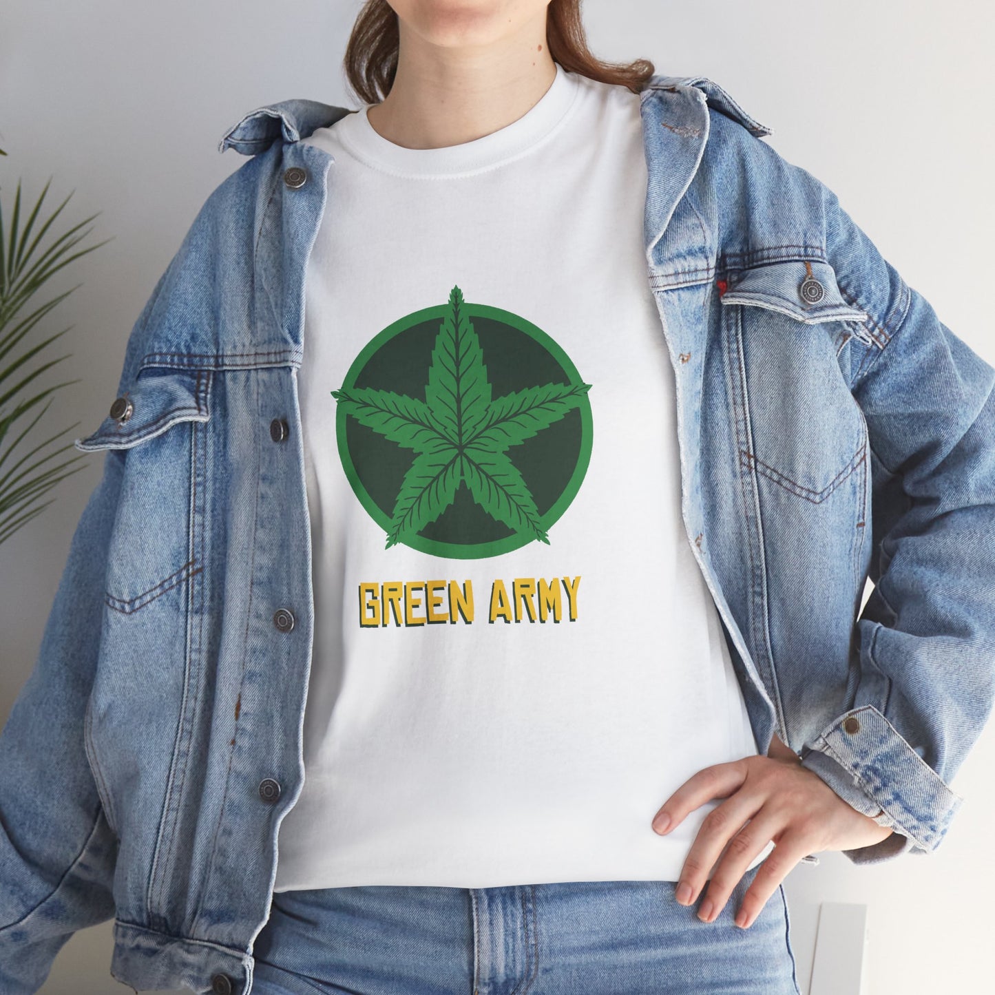 Green Army Star Logo Unisex Heavy Cotton Tee