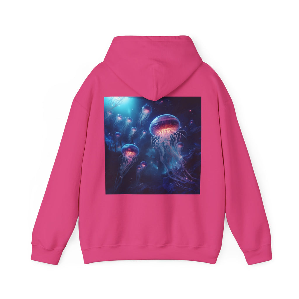 Jellyfish in Space Back Unisex Heavy Blend Hooded Sweatshirt